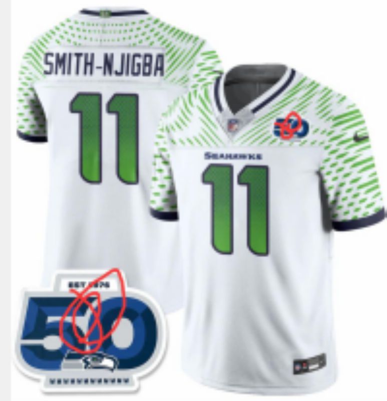 Men Seattle Seahawks #11 Smith-Njigba White 5th generations 2026 Nike Limited NFL Jersey style 003